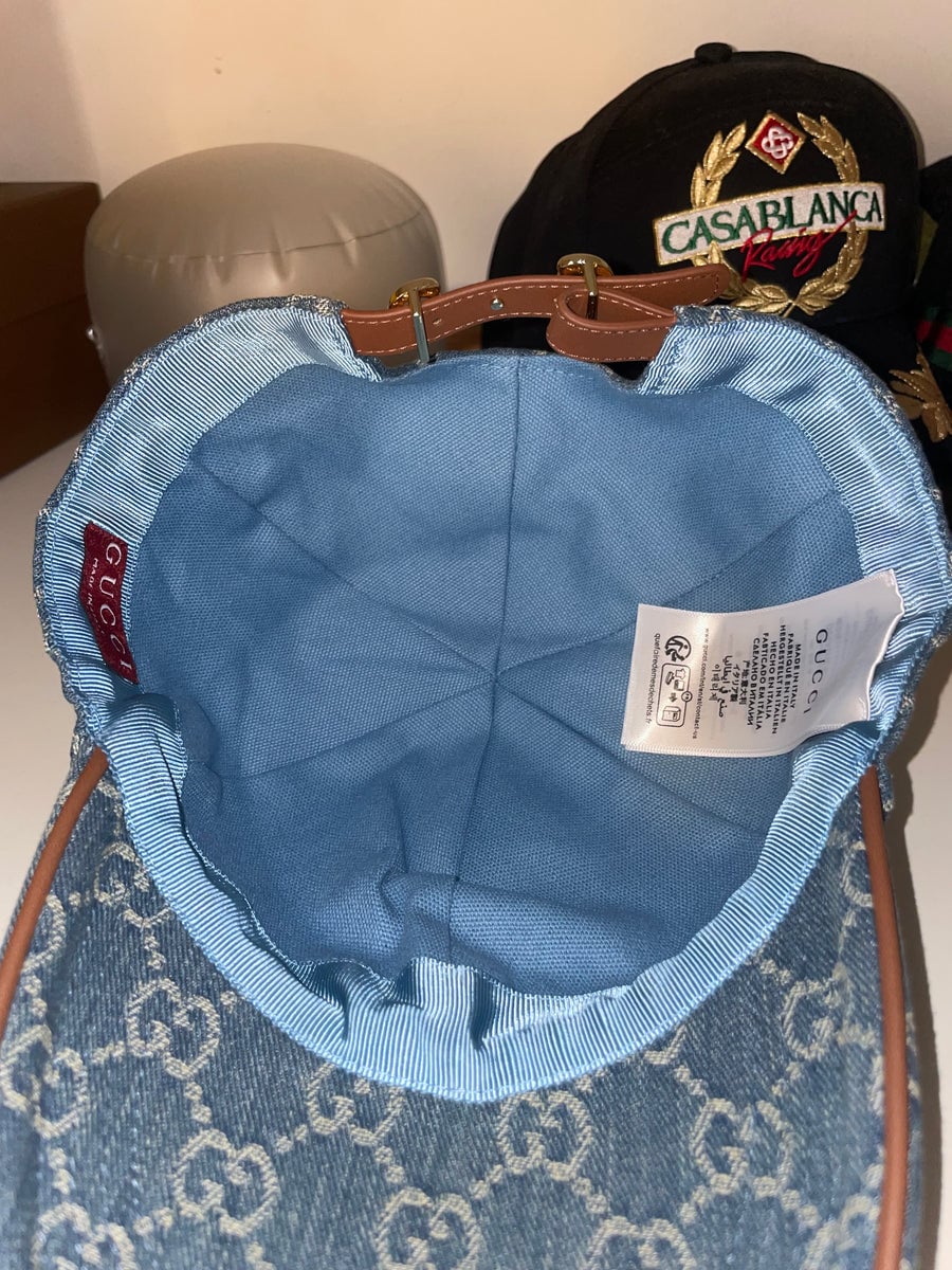 GG Blue Denim / Brown strap Cap, φωτογραφία 3